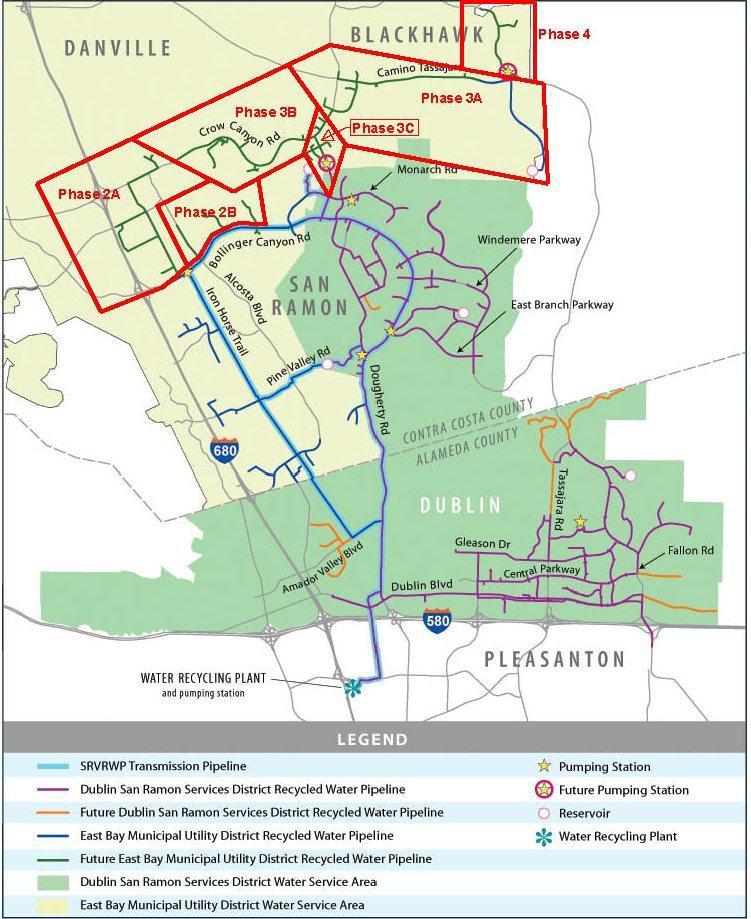 San Ramon Valley Update Bishop Ranch pipeline extension - $2M state grant awarded - Design completed - Construction to begin in late