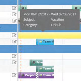 employee absence information at a glance Full text search in all user calendars Web-based interface / Outlook Add-On for both users and Administrators Delegate & create