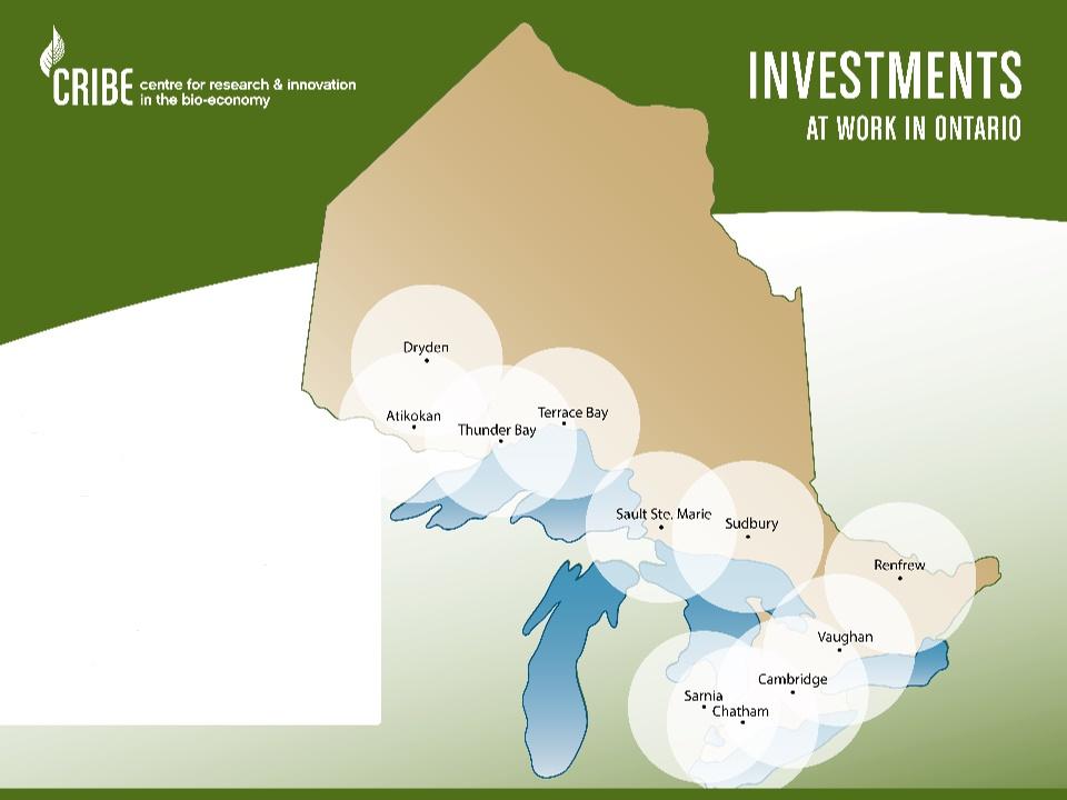 CRIBE Project History & KPI's Project Type Accelerate the Forest Sector s Role in Transitioning Ontario to a Green Economy Drive industry transformation and new investment Develop partnerships with