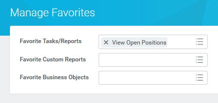 Manage Favorites To maintain your favorites, you simply click the Manage Favorites button, under the gear icon.