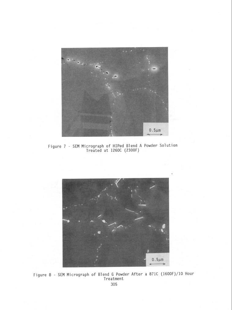 Figure 7 - SEM Micrograph of HIPed Blend A Powder Solution Treated at 1260C (2300F)