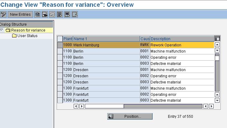 Step 3 Define Reason of Variance: Define key Reason of variance in configuration