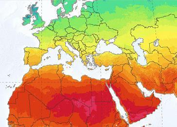 The global horizontal irradiance is about double that of Central Europe.