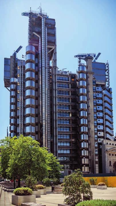 Figure 2:8. Lloyds' Building, London, completed 1986. Cladding in the austenitic Cr-Ni-Mo stainless steel 316 with HyClad Linen surface finish. Figure 2:9.