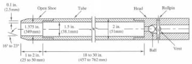 Soil Samplers Types of soil sampler: ShelbyTube: thin-walled seamless steel tube of diameter 50 or 75mm and length of 600-900mm. o The bottom end of the tube is sharpened.