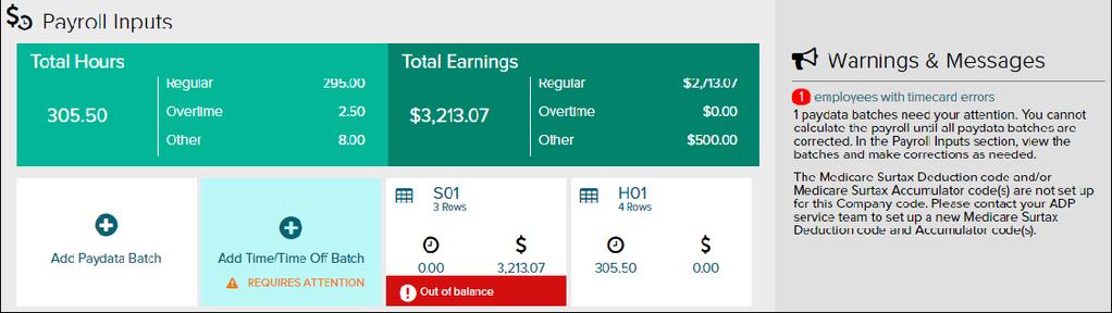 Review: The Payroll Dashboard (cont.) 6. According to this image, where would you determine how many employees have timecard errors? Answer only if your company uses Essential Time & Attendance. a.