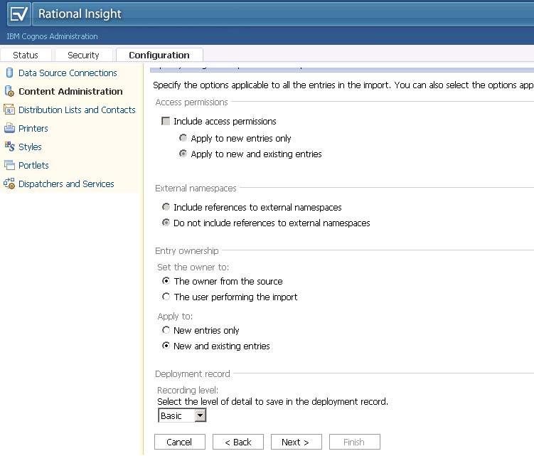 9. Specify the settings for access permissions, external