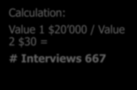 = $20 000 Value 2: (variable) costs per interview