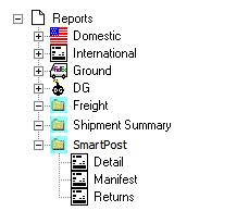 Table 2-7: Report List Samples (Continued) CA origin, FedEx Express and FedEx Ground CA origin, all services enabled FedEx Ground reports will be enabled when the FedEx Ground checkbox on the Meter