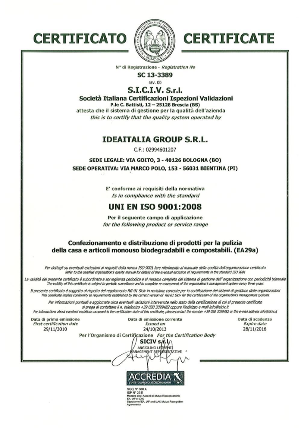 Our company has been awarded ISO 9001:2008