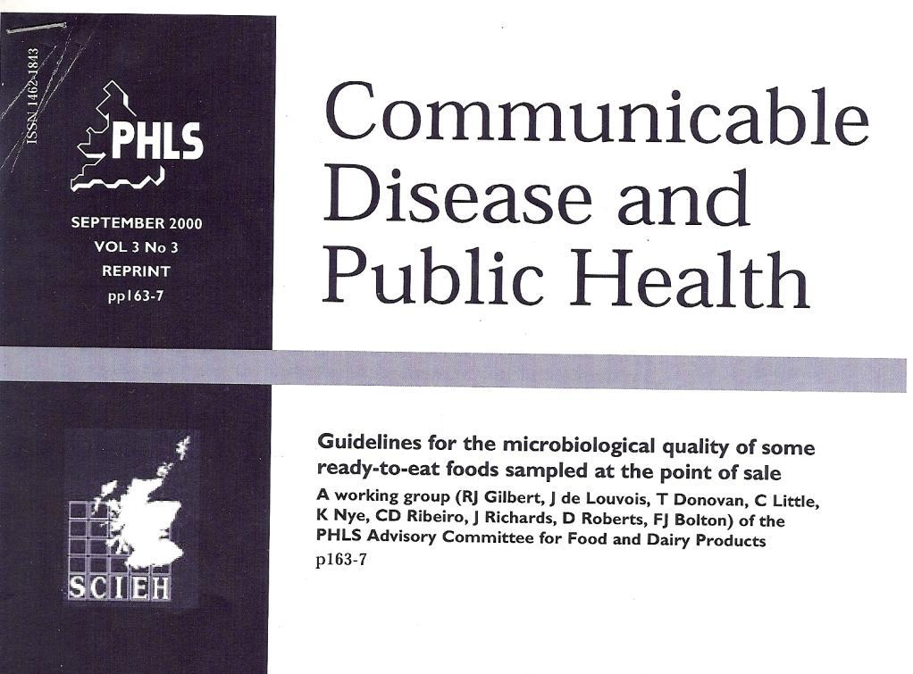 PHLS Guidelines for the microbiological quality of some