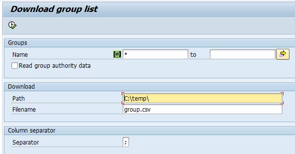 ACM Reporting Download of user groups Download list