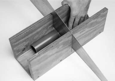 For saw cuts on pipe too large for a miter box, a pipe wrap should be used and a line drawn with marker.