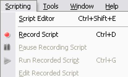 Scripting Use the script editor to record you own scripts, making a sequence of operations available in a single click.