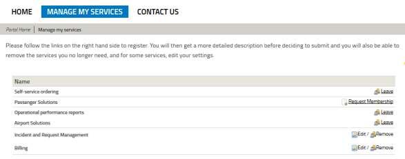 Manage your portal services and settings Subscribe to the portal services and