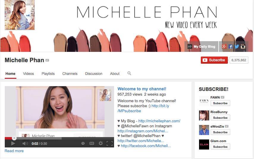 Michelle Phan s videos featured affordable to high end makeup reviews