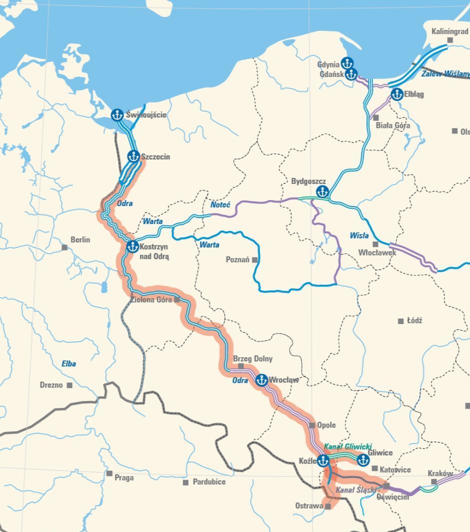 Improvement of the Odra river accessibility International inland shipping route E30 Odra Waterway (ODW) is one of the access way to the ports of Szczecin and Świnoujście.
