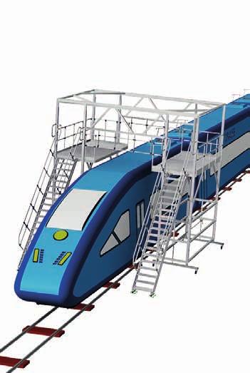 Mobile roof working platforms + Unilaterally or bilaterally ascendable working platforms which will be connected above the train + Platforms completely connected via carrier system
