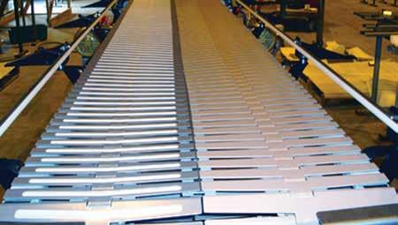Dual Chain Case Turning Conveyors For high volume packaging lines handling multi - SKU packages, Automatic Guide Rail Systems may prove to be an investment that creates ongoing change-over