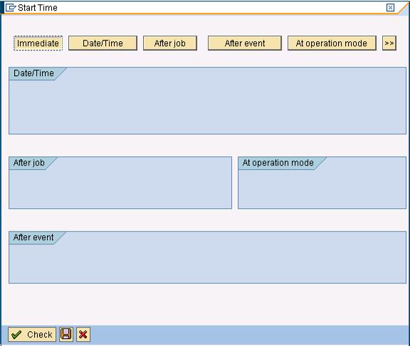 Fig.4.2 in start time panel there are a list of options like Immediate / Date-Time / after Job / after Event etc. We need to choose the appropriate scheduling the process chain requires.