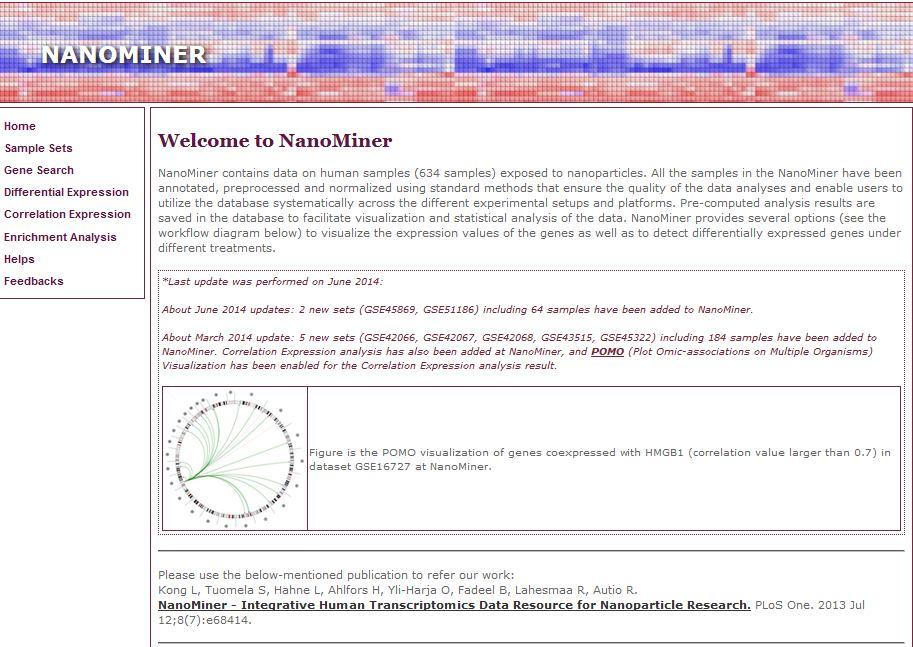 Nano-specific omics data gathered in one place