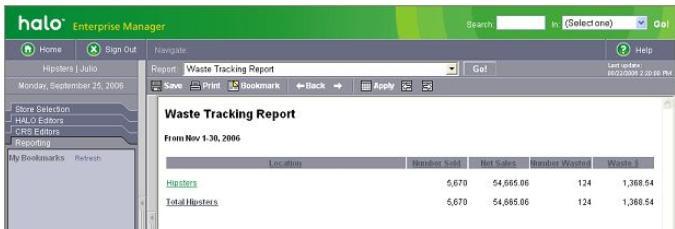 Waste Tracking Report Use the Waste Tracking Report to review menu item wastage in your Revenue Centers for any timeframe.