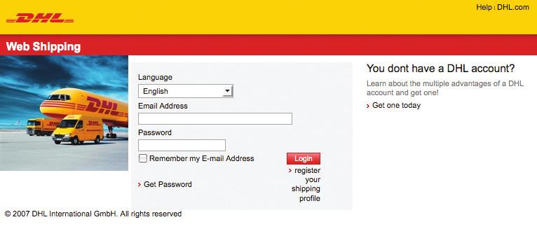 REGISTERING WITH Online SHIPPING When you register your information, you can take advantage of the autocomplete functions available with DHL Online Shipping as well as its Address