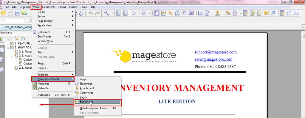 Tip: To discover all functions more easily, turn on your Bookmark bar in PDF reader software (View Navigation