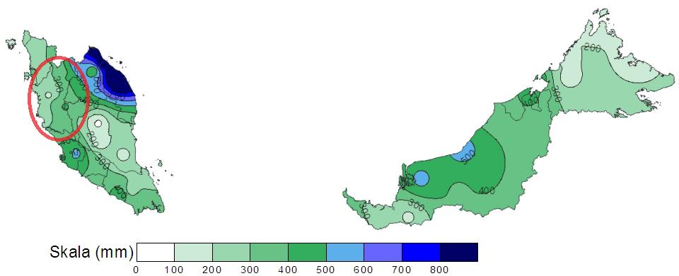 Rainfall in Malaysia (November 2014) River water turbidity usually increase after heavy rainfall in the catchment areas.
