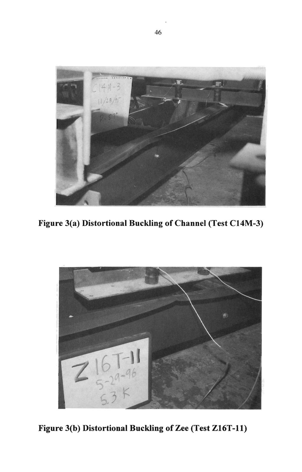 46 Figure 3(a) Distortional Buckling of Channel (Test