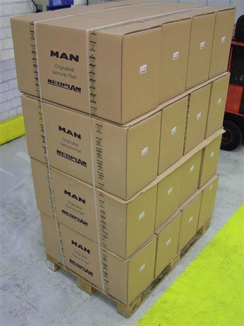 n Stacks of cartons must in addition be secured against sliding around the pallet or tipping over by at least two plastic straps, at their left and right extremes (see illustrations).