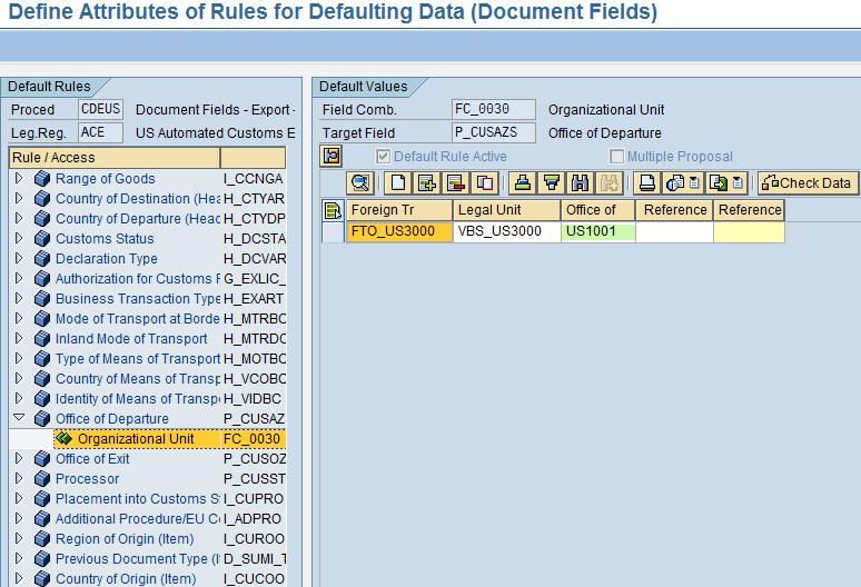 40 Once the rules are defined in the customizing, business user can set the declaration default values from the GTS Area Menu based on the procedure and legal regulation.
