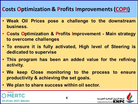 _ KNPC as a downstream arm of KPC handles crude processing at three refineries with a Gas Plant and LNG import facilities. KNPC Profitability remained under pressure due to weak prices.