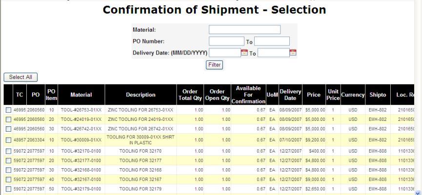efulfill Confirmation of Shipment Transaction The PO was updated immediately after you click the OK button to confirm.