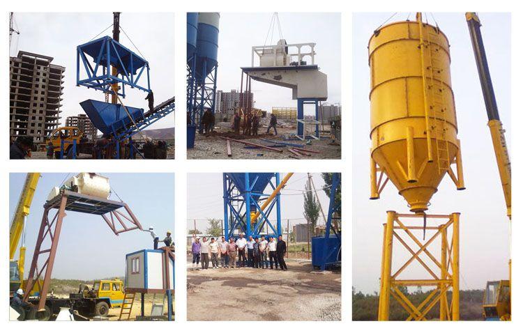 Installation steps of concrete mixng plant (1) Installation of finished material adhesive tape conveyor Expand finished material adhesive tape conveyor at its bends and then put frame on the base.