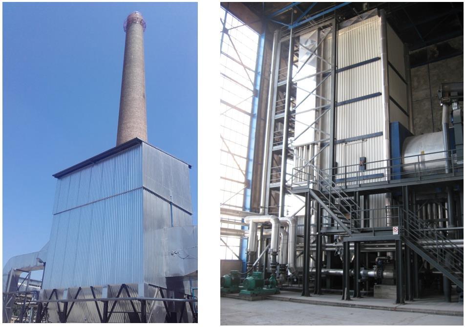 Figure 35: Biomass fired boiler Sremska Mitrovica, left: outside of