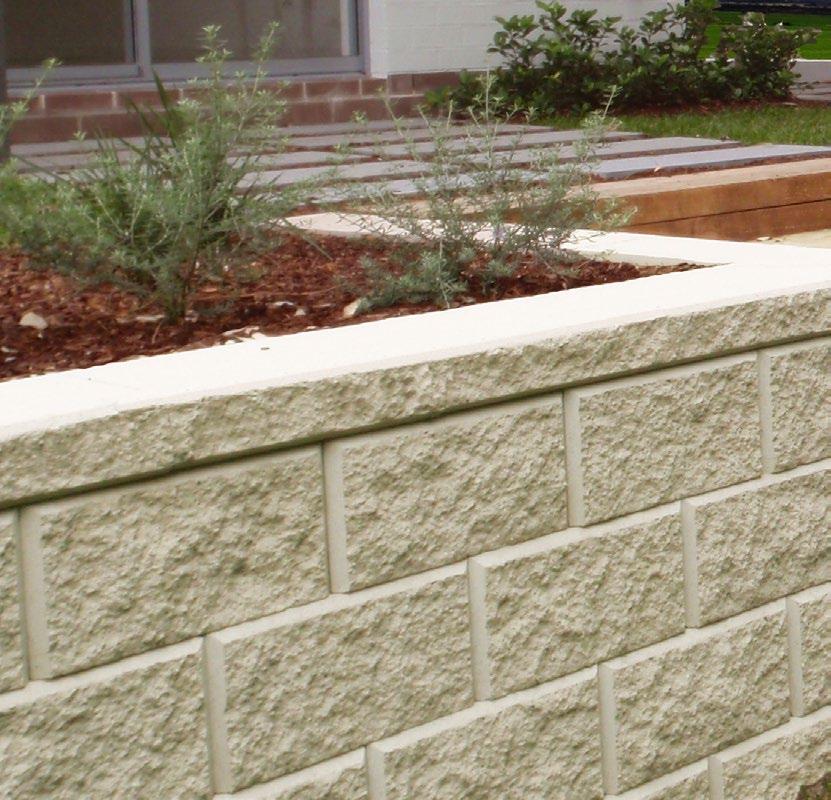 RETAINING WALLS & PAVERS / NEW SOUTH WALES SYDNEYSTONE Contemporary and stylish The Sydneystone blocks are available in three colours and our standard split face finish with chamfered edges at the