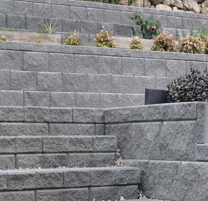 RETAINING WALLS & PAVERS / NTH NSW HASTINGS rich, natural colours In hues of Charcoal, Alpine, Sepia and Beach, Hastings is available in a colour to suit your next landscaping project.
