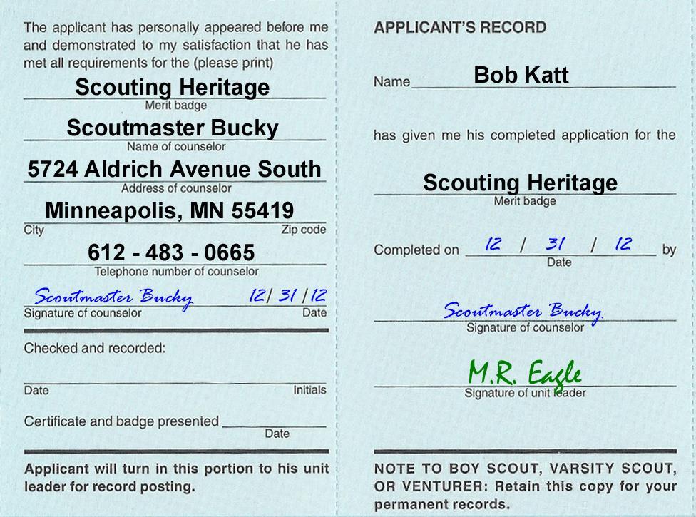 YOU RE ALMOST DONE When you return to your next unit meeting, you will need to turn in these two sections of your blue card to your Scoutmaster or other designated person in your unit to show that