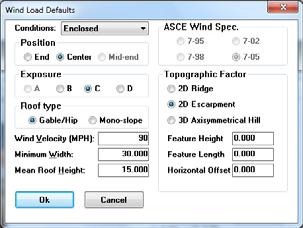Appendix B Wind Load Options Appendix B: Wind Load Options in the Roof Joist Setup Menu For all roof designs, it is vital that wind loads are calculated correctly.