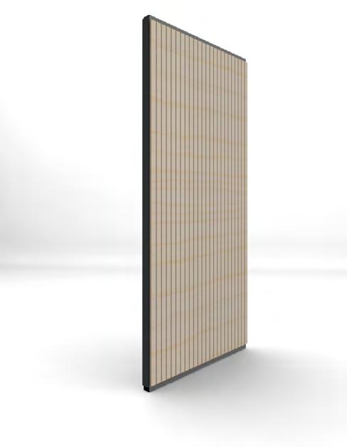Panels with acoustic perforation are available in wood or steel.