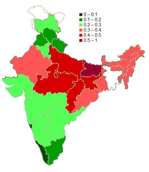 Bihar 4. MPI varies greatly by region & ethnicity In Kerala India 16% of the population is MPI poor; in Bihar it is 81%.