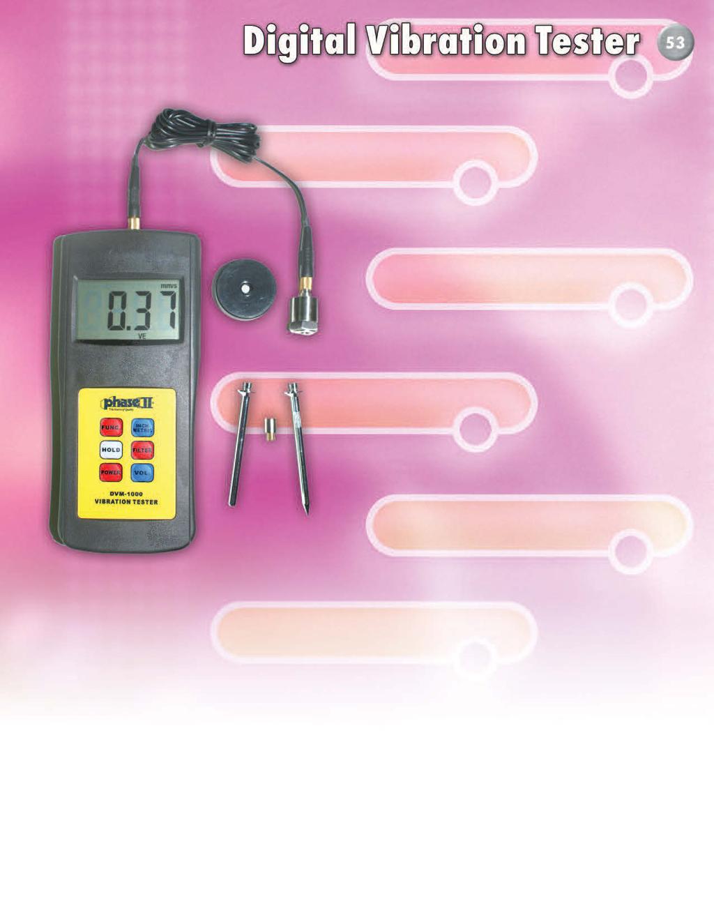 Multi-functional meter is capable of measuring Velocity, Acceleration, Displacement and RPM Frequency. Features: Quick accurate analysis for checking balance and alignment of a rotating object.
