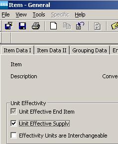 5-2 Units in Enterprise Planning If you clear the Unit Effective Supply check box, the unit information is not used for the item s supply orders.