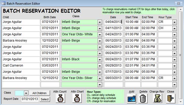 Batch Reservation Editor Figure 18: Figure 19: The Batch Reservation Editor is opened from the Drop In Quick Entry screen.