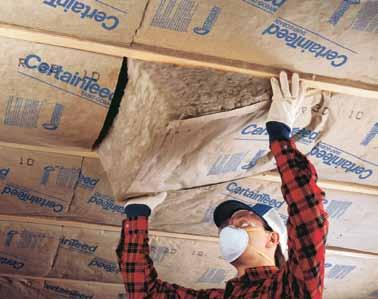 Installation Insulating a ceiling Place the insulation between the floor joists start at one end and work out. Insulation will stay in place temporarily.