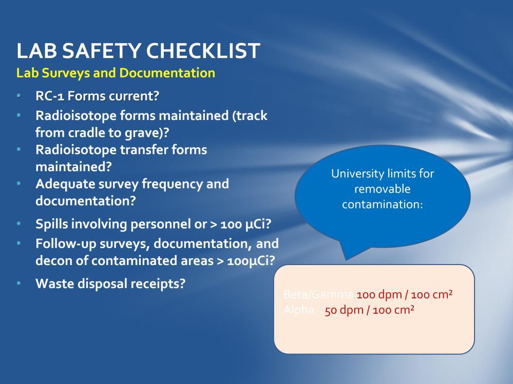 Adequate survey frequency and documentation is crucial.