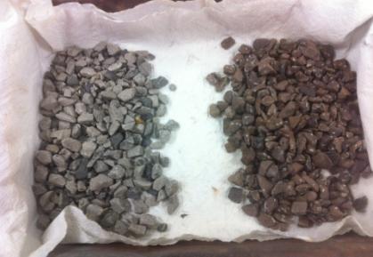 2: Limestone before (left) and after (right) 500 hours at 550 C The AR sandstone was similar to the limestone in the results of the tests.