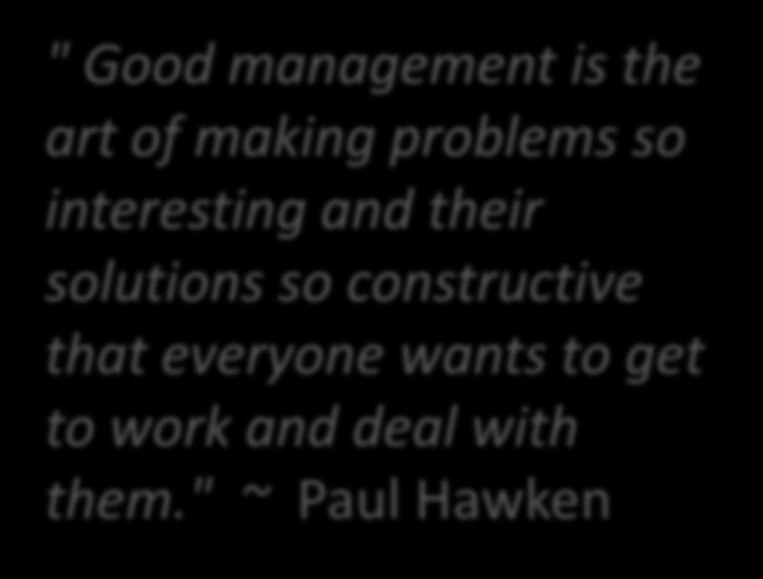 management is the art of making problems so interesting and their solutions