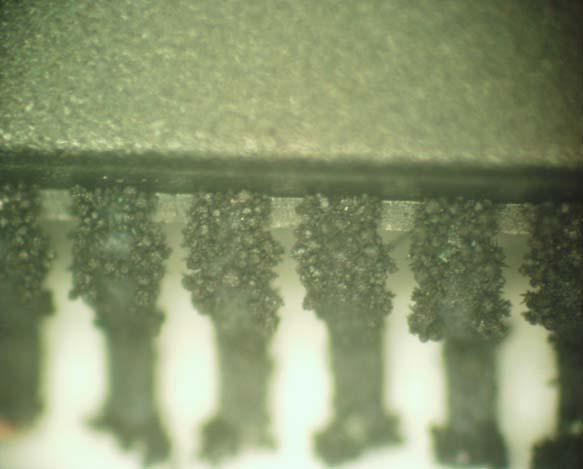 Figure 5: Corrosion over leads on un-mounted TSSOP56 with Ni/Pd/Au-Pd finish (type 6) after 15 days of MFG